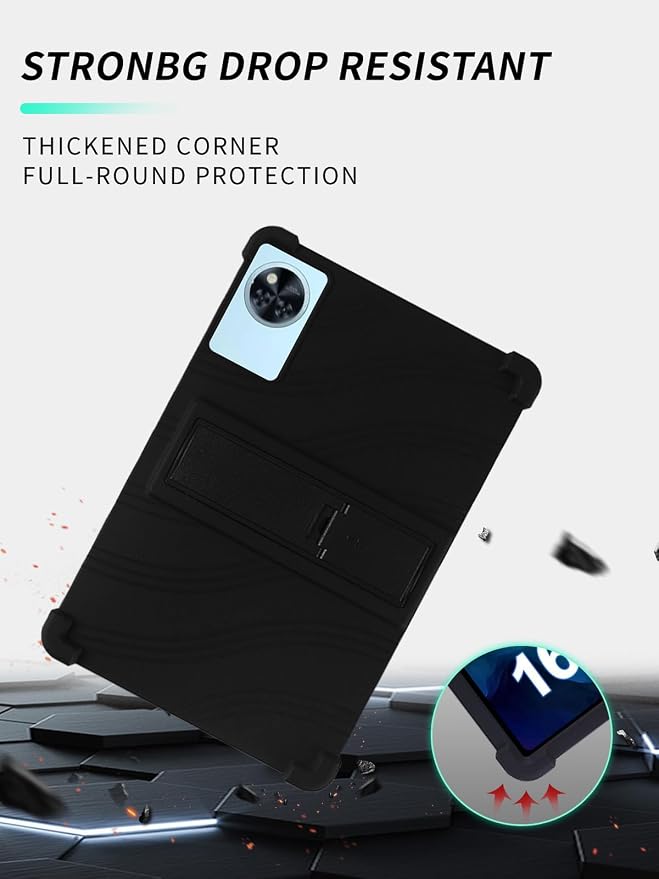 Case for Raemond M70 /Doogee U11 Tablets 11 Inch Tablet 2025- Soft Silicone Shock Proof Lightweight Stand Rubber Shell Protective CoverKids Friendly Soft Silicone Adjustable Stand CoverBlack