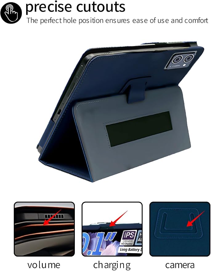 for DigiLand s10 10.1 Inch Android Tablet CaseBOVUGAC Folding Stand Protective Cover with Pencil Holder and Wrist StrapFull Protection Premium PUScratch Resistant(Black)