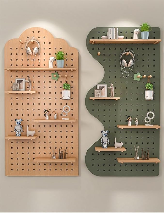 Wooden Wall Organizer for Home & Office, 15.7"x47.2" Green Perforated Display Panel, Versatile Hanging Storage for Entryway, Kitchen & Craft Room