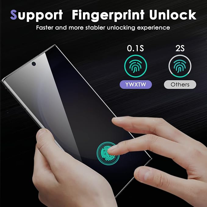 Asstar [2 Pack Samsung Galaxy S23 Ultra Privacy Screen ProtectorSupport Fingerprint Unlock Screen Protector9H Tempered Glass Film Screen Protector