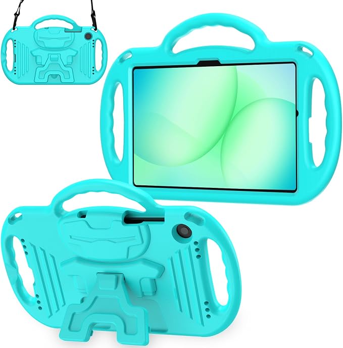 Kids Case for Samsung Galaxy Tab A11+ Plus/A9+ Plus 11 Inch Case with Strap Shockproof Lightweight Handle Stand 2025/2023 Model with Lanyard Black