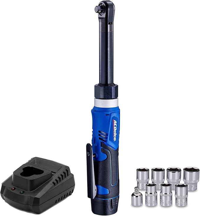 ACDelco ARW1218-3P G12 Series 12V Li-ion Cordless 3/8” 40 ft-lbs. Extended Ratchet Wrench Tool Kit