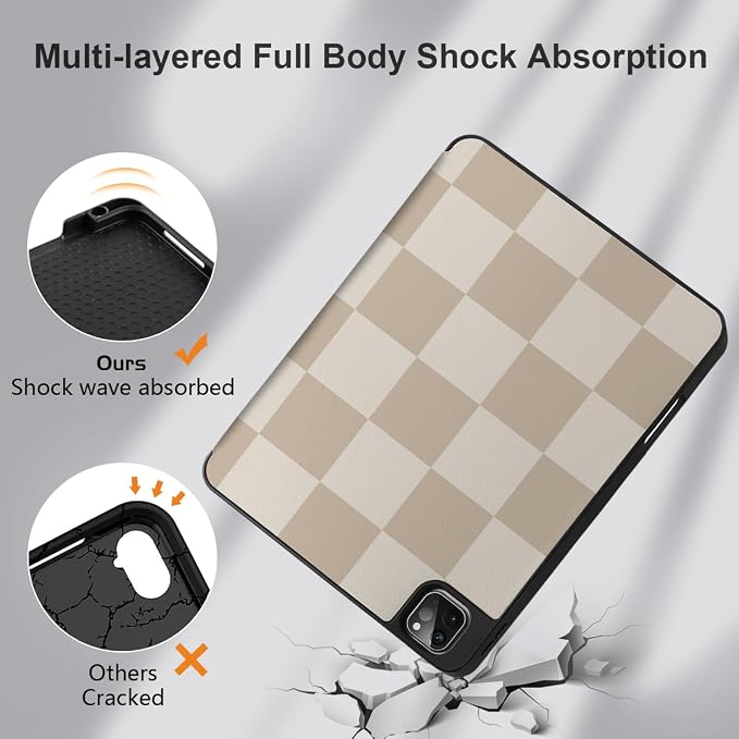 Case for iPad Pro 12.9 inch 6th Generation 2022 Built-in Pencil Holder + Trifold Stand + Auto Wake/Sleep + Protective Cover for iPad Pro 12.9 5th/4th/3rd Gen- Bear
