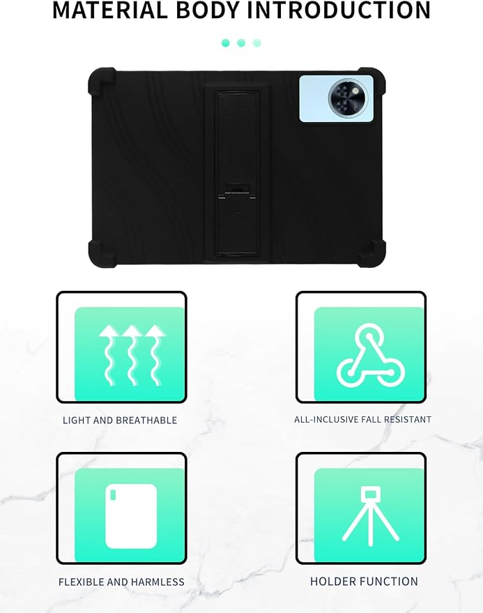 Case for Raemond M70 /Doogee U11 Tablets 11 Inch Tablet 2025- Soft Silicone Shock Proof Lightweight Stand Rubber Shell Protective CoverKids Friendly Soft Silicone Adjustable Stand CoverBlack