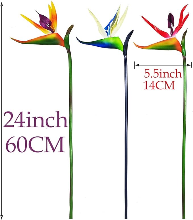 Beebel Artificial Flowers Bird of Paradise Greenery Plants Indoor Outside Garland Home Garden Office Verandah Wedding Decorations 6pcs (Yellow, 6 Pack)