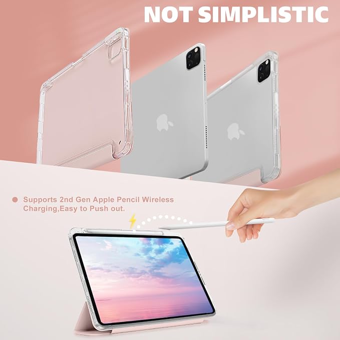 Case for iPad 9/8/7 Gen Case(2021/2020/2019)- Shockproof Cover with Built-in Pencil Holder- Smart Auto Sleep/Wake - Perfect for Students at Home/School-Pink