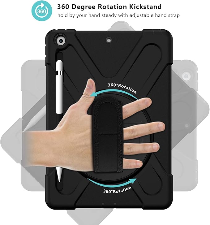 ProCase Rugged Case for iPad 9th/ 8th/ 7th -Teal | Heavy Duty Shockproof Protective Cover with Strap for 10.2 iPad 9/8/7 (2021/2020/2019)