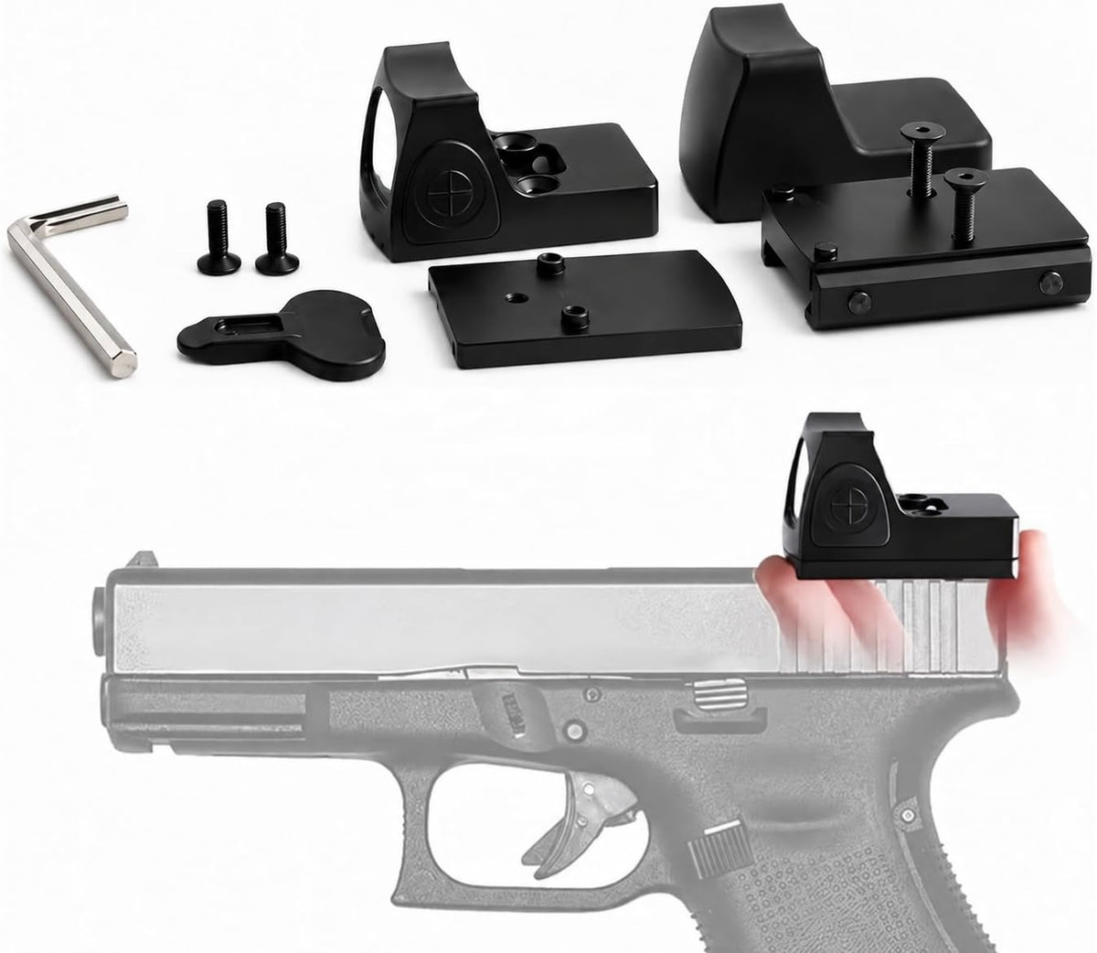 Gotical RMR 3MOA Red Dot Sight Scope Adjustable Brightness for Glock with 20mm Picatinny Mount and MOS Plate for Pistol Handgun
