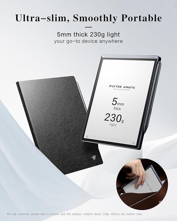 Protective Folio Case for iFLYTEK AINOTE Air2 Note-Taking Tablet 8.2 Premium PU Leather Slim&amp Lightweight Durable Cover with a Pen ClipWater and Dustproof Black