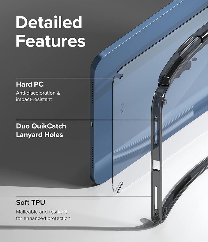 Ringke Fusion [No Wobbling] Compatible with iPad 11th Generation Case (A16 2025) and iPad 10th Generation Cover (2022) Transparent Shockproof Back with Pencil Holder - Clear
