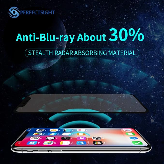 PERFECTSIGHT Blue Light Tempered Glass Screen Protector compatible with iPhone 11 Pro Max 2019 iPhone Xs Max 2018 6.5 inch HD Anti Fingerprint 2X Stronger Alignment Frame Easy Installation