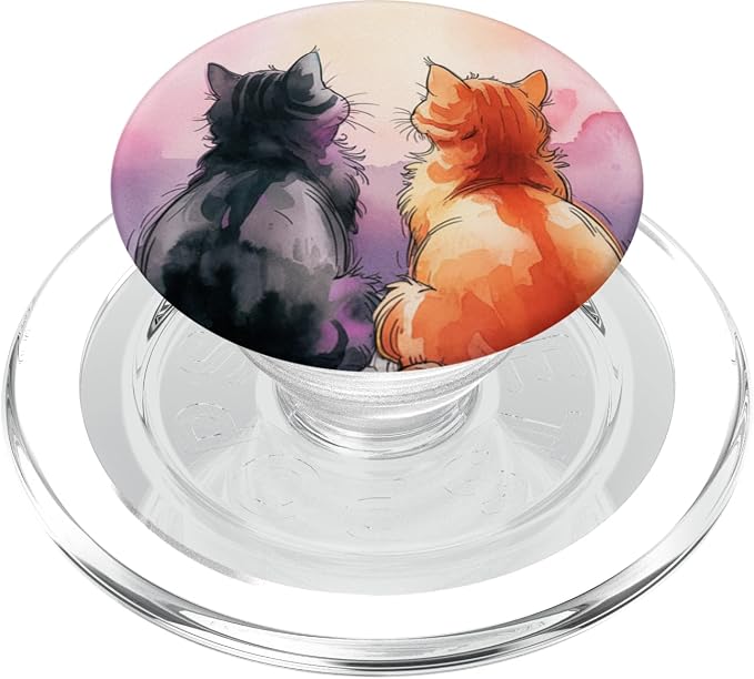 Orange and Black Cat PopSockets PopGrip for MagSafe