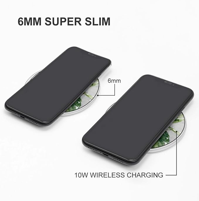 Blue Hydrangea Wireless Charger with Aluminum Alloy Frame Qi Certified Fast Wireless Charging Pad 10W Charging Station Portable Phone Charger for All Wireless Charging Phone