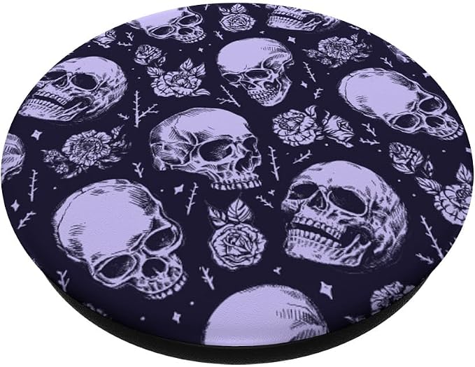 Emo Grunge Aesthetic Gothic Skull and Roses Goth Halloween PopSockets Standard PopGrip
