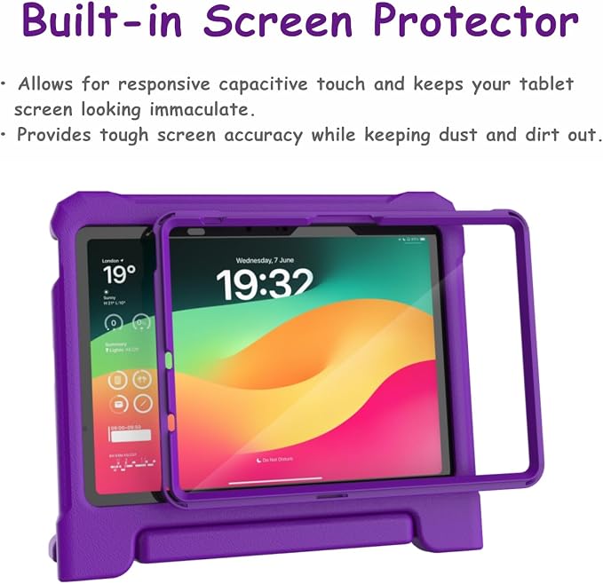 Kids Case for New iPad (A16) 11th Generation 11 inch 2025 iPad 10th Generation 10.9 2022 - Shockproof Handle Bumper Stand Cover with Built-in Screen Protector &amp Pencil Holder Tablet Case (Black)