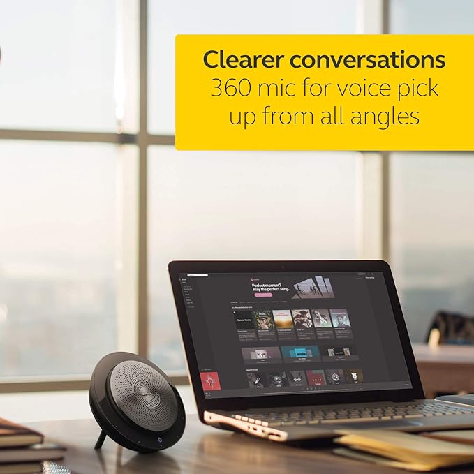 Jabra Speak 710 MS Wireless Bluetooth Speakerphone with Link 370 USB Adapter – Portable Conference Speaker for Holding Meetings Anywhere with Immersive Sound - Certified for Microsoft Teams