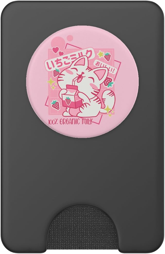 Kawaii Korean Strawberry Milk K Pop Vaporwave Japanese Cat PopSockets Adhesive PopGrip