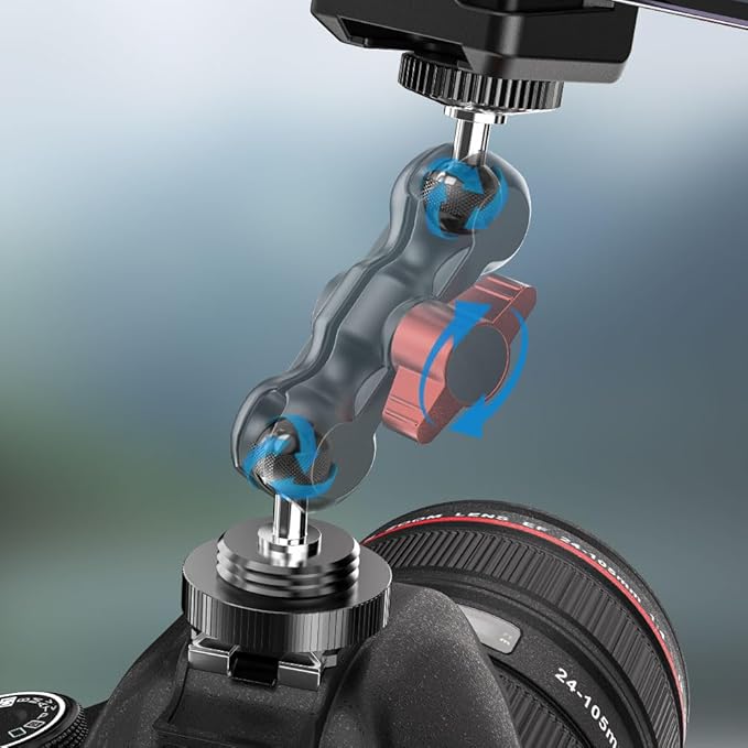 SOH Hot/Cold Shoe Phone Mount Holder, Universal 2 Ball Head Smartphone Mount Adapter, Cold Shoe Phone Clip Mount for iPhone 17/16/15, DSLR Camera LCD Camera Cage Flash LED Light Microphone and More