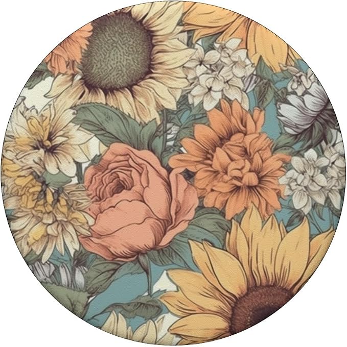 Sunflower Floral Wildflowers Pattern Graphic PopSockets PopGrip for MagSafe