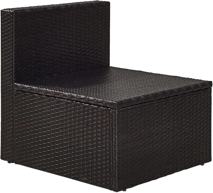 Crosley Furniture Palm Harbor Armless Outdoor Sectional Chair, Wicker Patio Chairs for Porch, Deck, Backyard, Brown with Gray Cushions