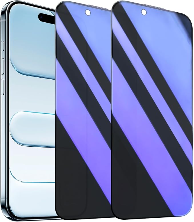 2 Pack Compatible with iPhone Privacy Screen Protector Anti-Spy Anti-Blue Light Eye Protection Tempered Glass Film Scratch Resistant Full Coverage Case Friendly (for iPhone 16 Pro Max)