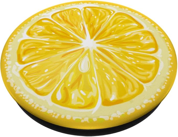 Yellow Lemon Pattern Slice for Boys Girls Lemon Print Black PopSockets Adhesive PopGrip