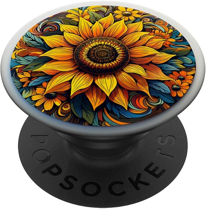 Mandala Geometric Watercolor Sunflower Pattern Floral Women PopSockets PopGrip for MagSafe