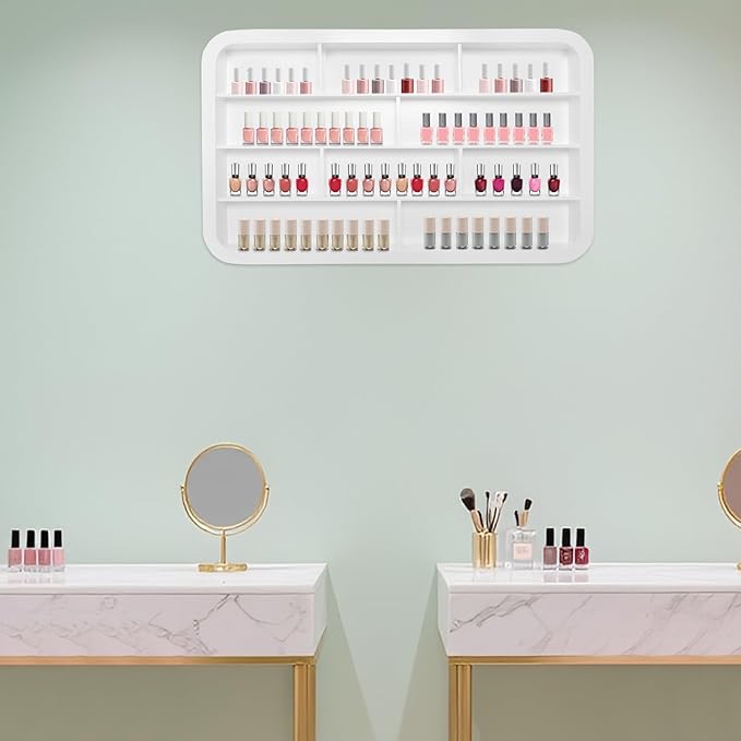 Wall-Mounted Nail Polish Organizer Rack - 4 Tier 10 Cube Floating Nail Polish Shelves, Makeup & Beauty Essentials Storage - Multi-Purpose Display Holder for Home Spa & Nail Studio - 47.24in