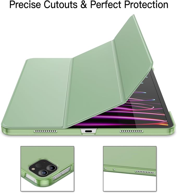 JETech Case Cover for iPad Pro 12.9 6th/5th Gen (2022/2021) Black | Slim Translucent Back Design Tri-Fold Stand Auto Wake/Sleep Lightweight Shockproof Protection