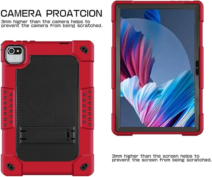 Compatible with aiprotablet C20e / MB1001 10 Inch/ZZB 10 Inch Tablet Case Kids Friendly Shockproof Shoulder Strap Shell for CZZ/Okaysea 10.1/HAPPYBE/ANYLAKE/Velorim Tablet (Black/Black)