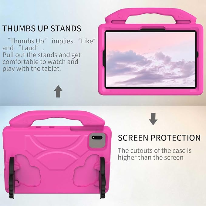 For Samsung Galaxy S11/S10/S9/S9FE/S8/S7 11 EVA Material Light Weight Shockproof Rugged Heavy Duty Thumb Kickstand Tablet Case For Lenovo M11/TAB Idea/Xiaoxin Pad Xiaomi PDA HONOR PAD X8a/X8b (black)