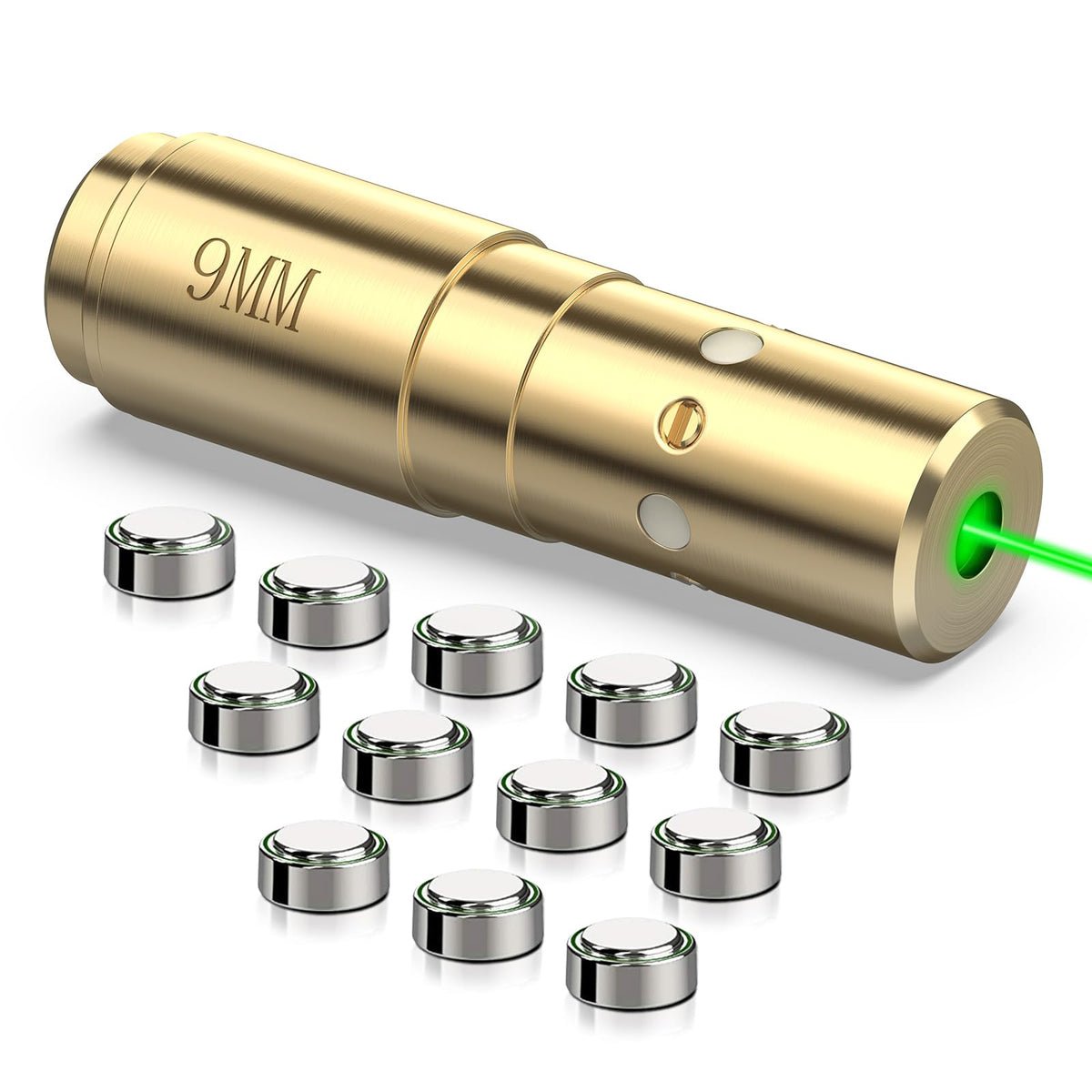 MidTen Green Laser Bore Sight 9mm Boresighter with 4 Sets of Batteries