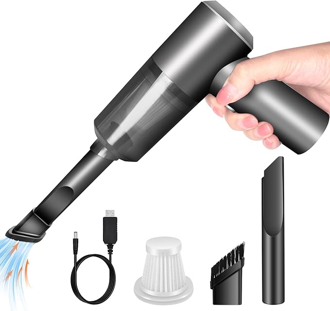 YUNYILAN Cordless Handheld Vacuum Cleaner, High Power Rechargeable Mini Portable Vacuum for Home, Office and Car Cleaning (Black)