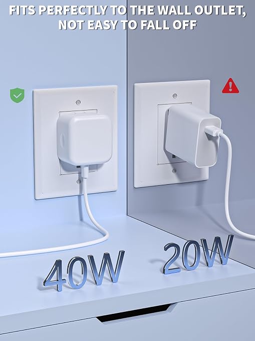 iPhone 17 Charger 40-60W Foldable USB C Fast Charging Block Single Port Apple 40W Dynamic Power Adapter with 60W MaxApple Charger for iPhone 17 Pro Max/Air/16/15/14/13/12/11 SeriesiPad Pro Air Mini
