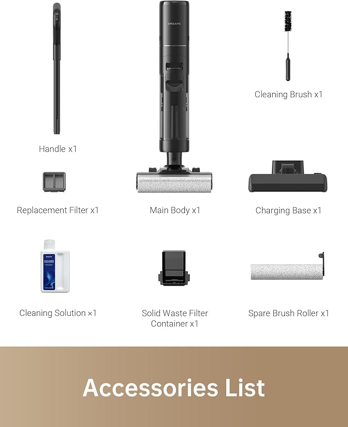 DREAME H13 Pro Wet Dry Vacuum Cleaner, Smart Floor Cleaner Vacuum Mop for Hard Floors, 140°F Brush Wash, Hot Air & Dual Rotation Self-Cleaning, GlideWheel Power System, Great for Sticky Messes