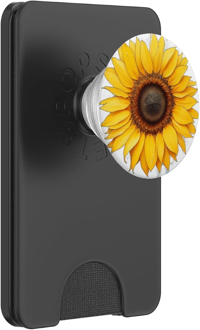 Yellow Sunflower Bloom Illustration Print PopSockets PopWallet for MagSafe