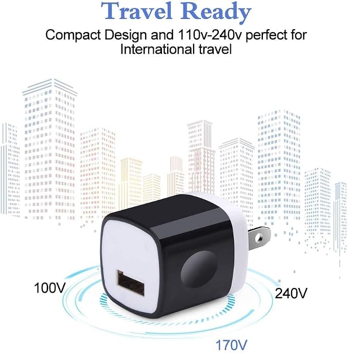 USB Wall Plug 10Pack 1A/5V Single Port USB Wall Charger Block Power Adapter | Charging Cube Brick Box for iPhone 17 16 15 14 13 12 Pro Max/XS Samsung S26 S25 S24 S23 S22 S21 Ultra Android Phone Char