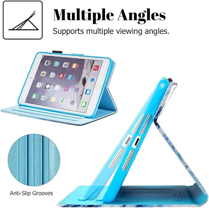 iPad mini Case FANCITY Mini 4 Mini 5 Mini 3/2/1 Smart Wake Sleep Case with Kickstand [Card Slot &amp Pen Holder] PU Leather Protective Cover for Apple iPad mini 4 Mini 5 2019 Mini 2/3 - Beach