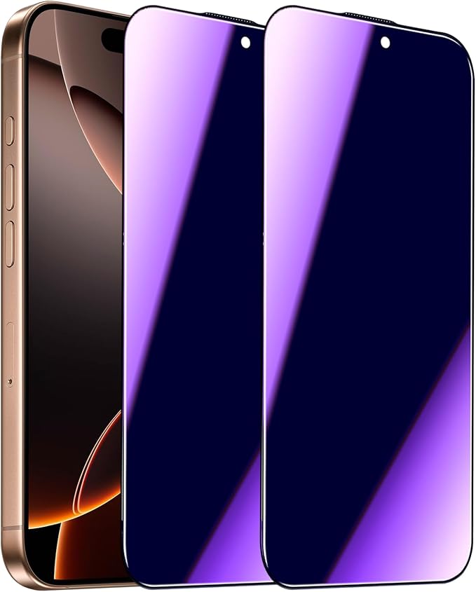 2 Pack Compatible with iPhone Privacy Screen Protector Anti-Spy Anti-Blue Light Eye Protection Tempered Glass Film Scratch Resistant Full Coverage Case Friendly (for iPhone 16 Pro Max)