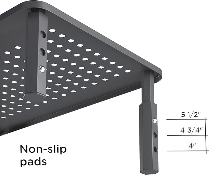 EVOOMI Back Saver Monitor Stand for Desk - 2 Pack Monitor Riser - Anti-Skid HD Hexagonal Steel Computer Stand - Free Cable Ties - Mesh Metal Computer Item Stand - Printer & iMac