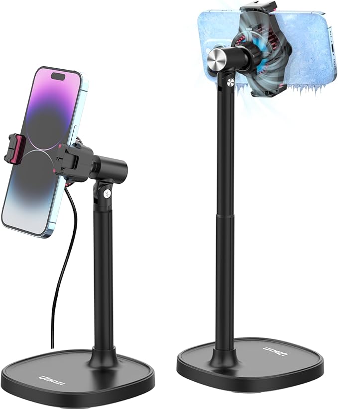 ULANZI Cell Phone Stand Mount for Desk Vijim HP004 Adjustable Height &amp Angle Phone Holder 360 Degree Rotating Desktop Phone Stand Compatible with iPhone Samsung and All Phones