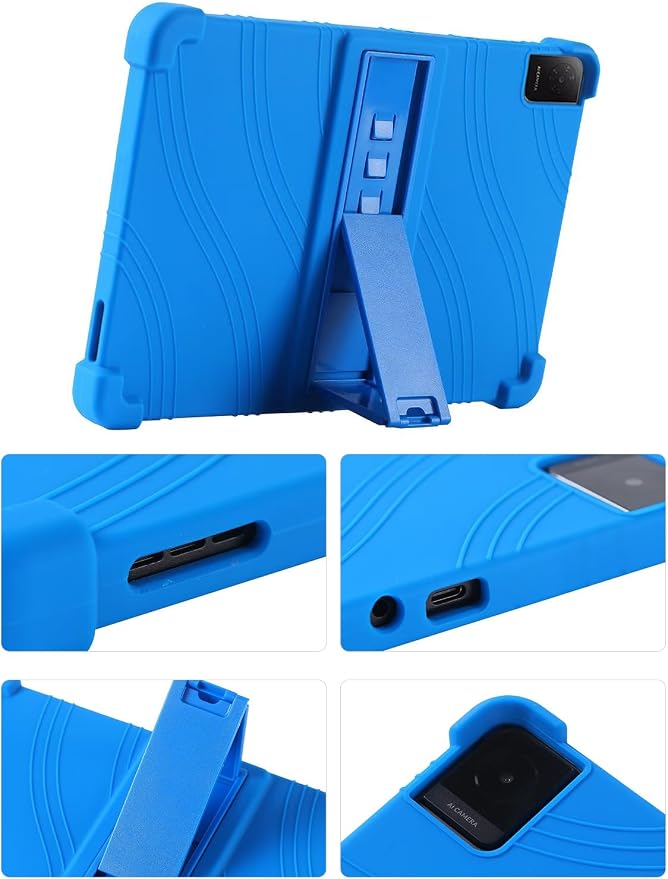 Case for TCL Tab 10L Gen 4 (Model 8483A) 10.1 Inch Tablet Soft Silicone Heavy Duty Shockproof Protective Cover with Adjustable Kickstand (Black)