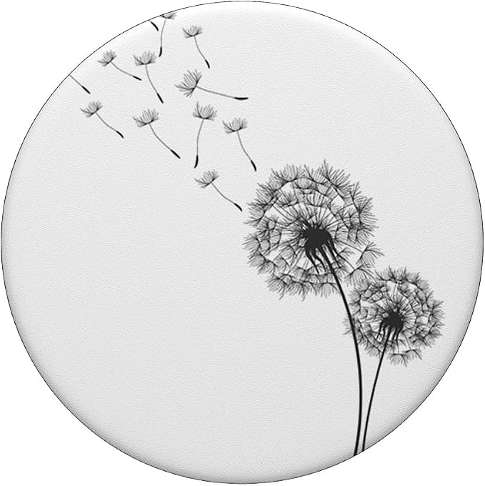 Black and White Dandelion Pop Mount Socket Cellphone Holder PopSockets PopGrip: Swappable Grip for Phones &amp Tablets PopSockets Adhesive PopGrip