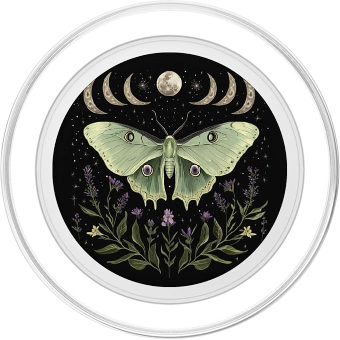 Luna Moth Lover Moon Phase Entomology Bug Flying Insect PopSockets Adhesive PopGrip