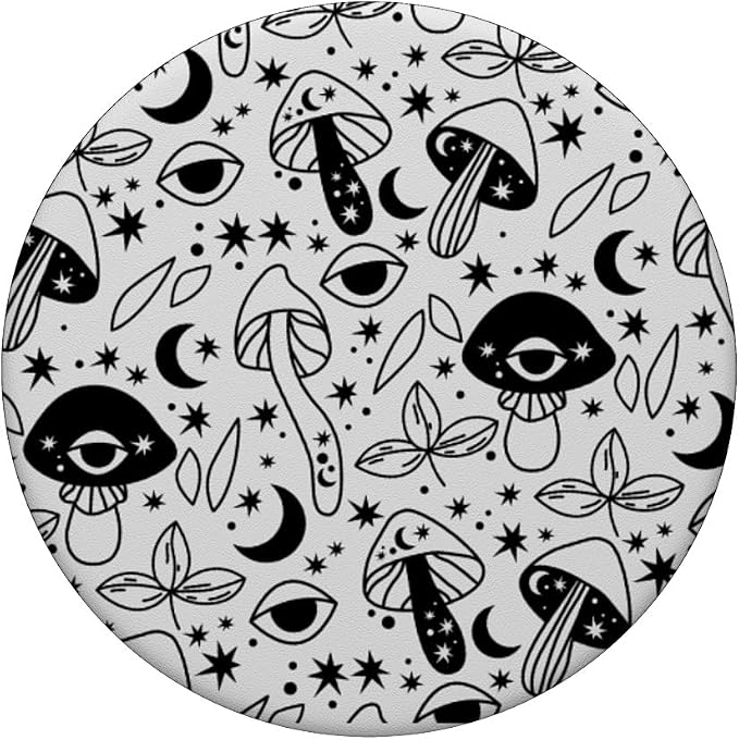 Retro Tropical Mushroom Flower Animal Pattern Design PopSockets Adhesive PopGrip