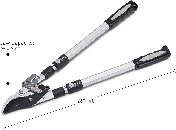 Tree Trimmer Loppers - Double Ratcheting Bypass Pruners - Extendable 26" - 40" Long Handles - Loppers for Tree Trimming Heavy Duty by Kings County Tools