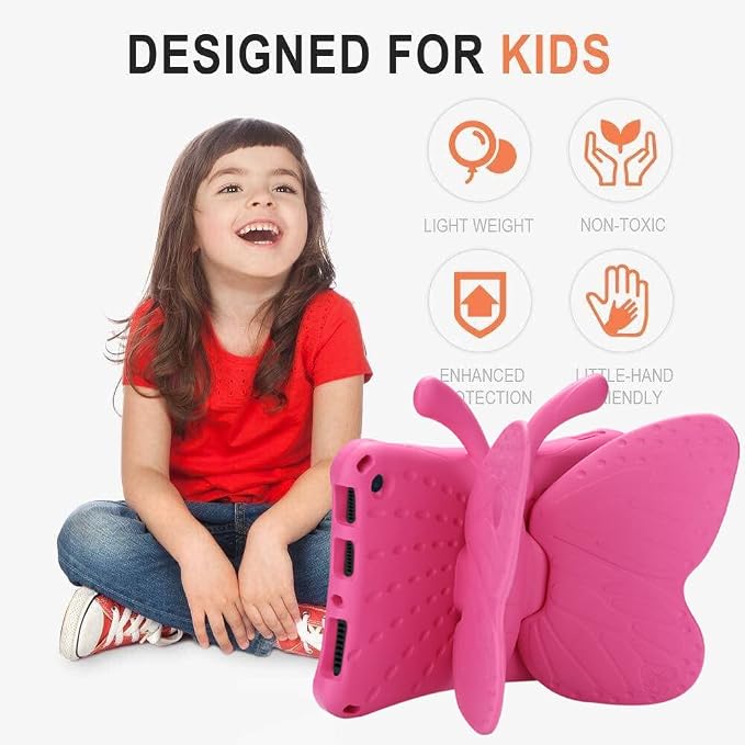 Simicoo Fire Max 11 Tablet 2023 Cute Butterfly Case with Stand for Kids Girl Light Weight EVA Rugged Shockproof Full Cover Kids Friendly Kids case for Fire Max 11(Blue)