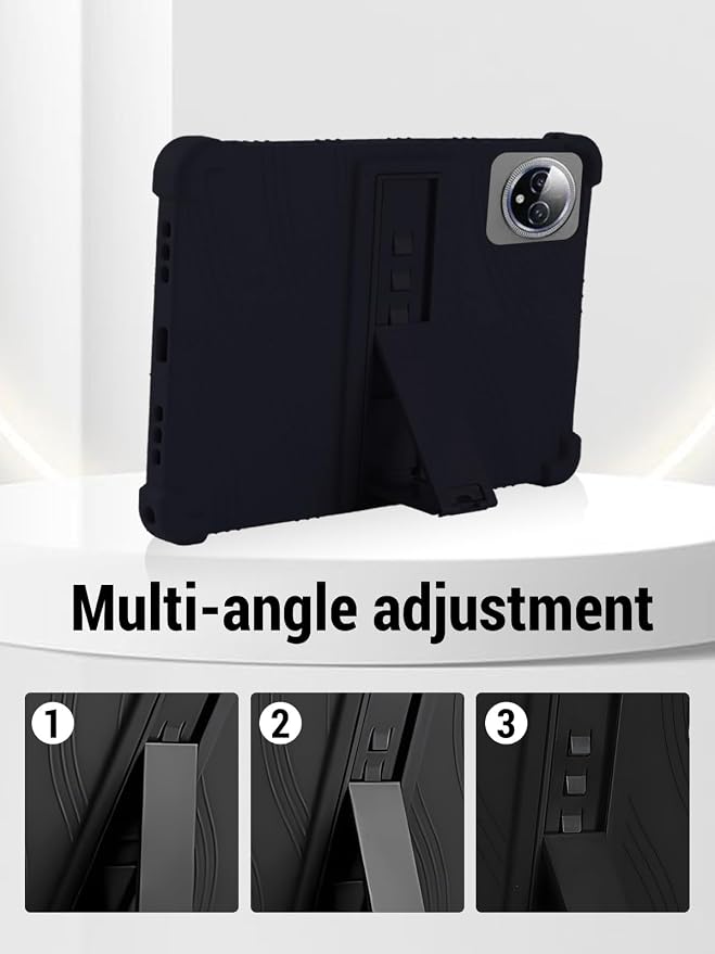 for Raemond K80 (10 Inch) Android 15 Tablet Protective case Shockproof Lightweight Silicone Protective Cover with Stand Child-Friendly Protection Easy to Clean Design Black.
