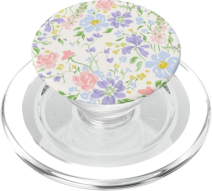 White Pastel Floral Pattern PopSockets Adhesive PopGrip