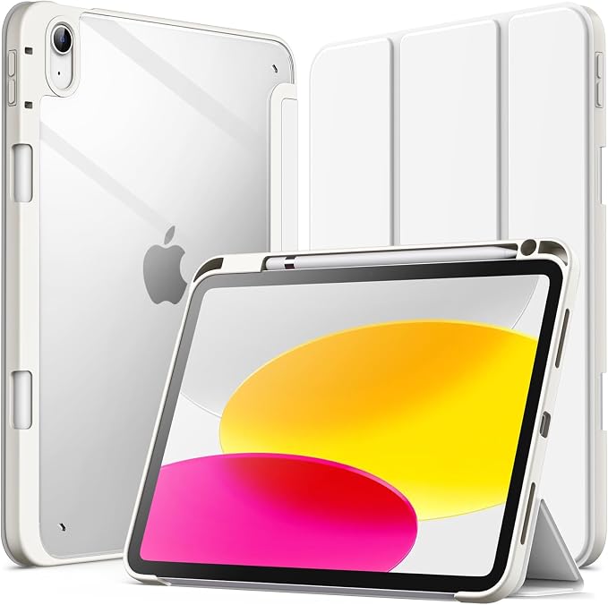 JETech Case Cover for iPad (A16) 11th/10th Gen Black | For 2025/2022 Model Clear Transparent Back Pencil Holder Slim Shockproof Tri-Fold Stand Auto Wake/Sleep